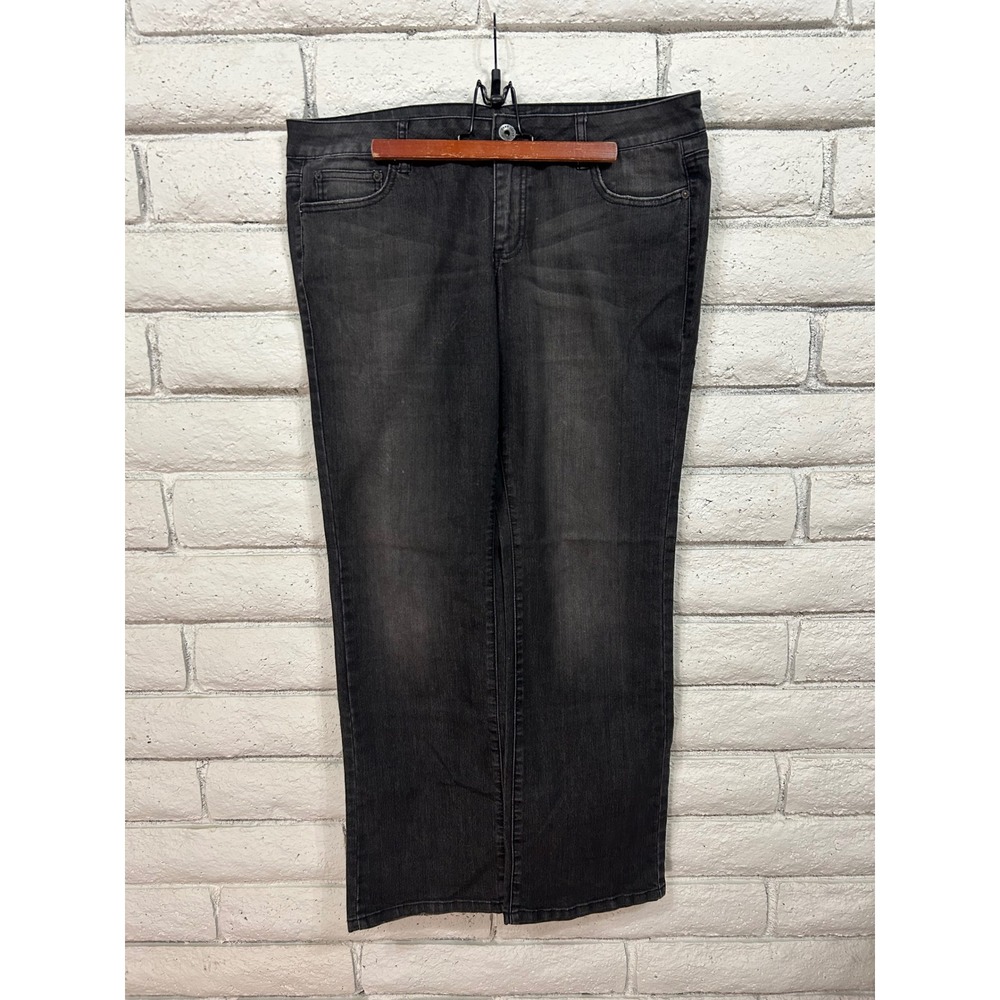 DKNY Jeans Womens Size 14 Black Straight Leg Faded Wash Denim Pants